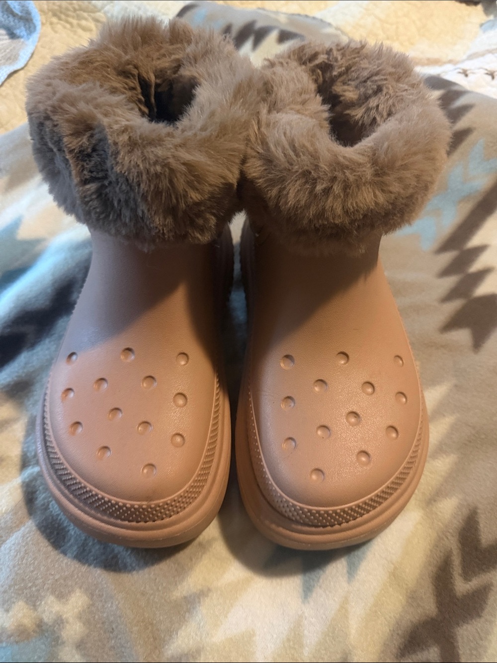 CROCS Women's Faux Fur Clog Boots - Taupe